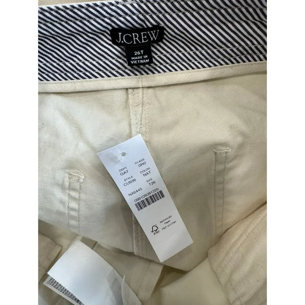 J.Crew Tall Wide Leg Trouser Chino Natural Cream Minimalist Stretch T26